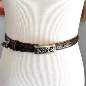 Brighton Brown Leather Belt with Silver Buckle